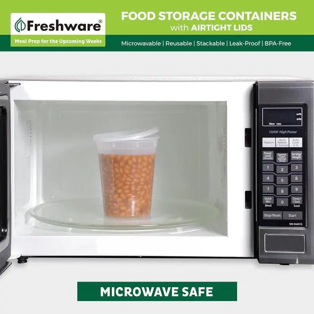 Alt view image 5 of 7 - Freshware Food Storage Containers [24 Set] 32 oz Plastic Deli Containers with Lids, Slime, Soup, Meal Prep Containers | BPA Free | Stackable | Leakproof | Microwave/Dishwasher/Freezer Safe