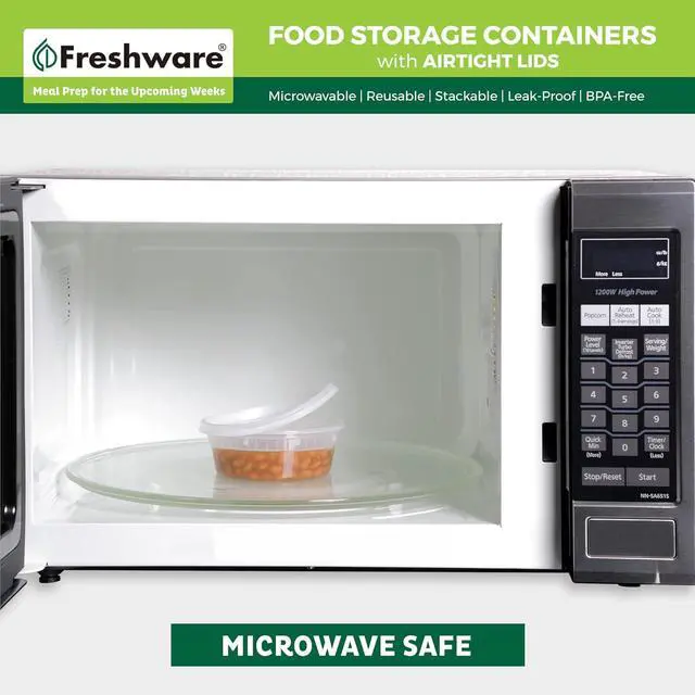 Alt view image 5 of 7 - Freshware Food Storage Containers [50 Set] 8 oz Plastic Deli Containers with Lids, Slime, Soup, Meal Prep Containers | BPA Free | Stackable | Leakproof | Microwave/Dishwasher/Freezer Safe