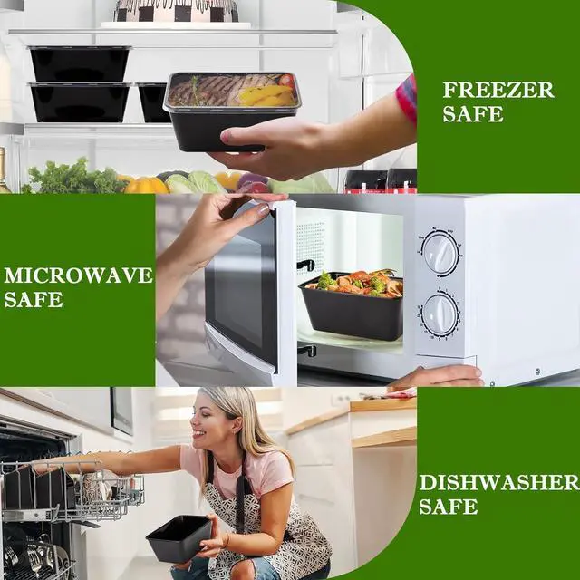 Alt view image 3 of 7 - Meal Prep Containers 50Pack - 34oz Food Storage Containers with Lids, Reusable Food Prep Containers, Disposable To Go food Containers for Takeout, BPA Free, Stackable, 1000ml, Microwave/Freezer Safe