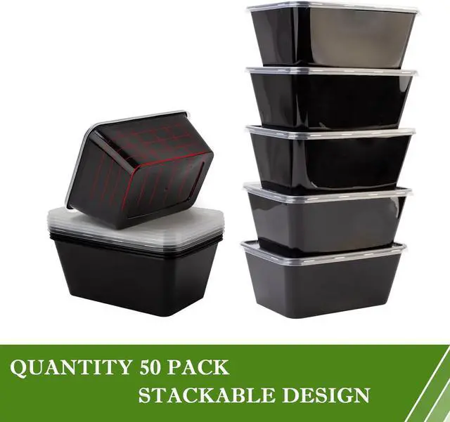 Alt view image 5 of 7 - Meal Prep Containers 50Pack - 34oz Food Storage Containers with Lids, Reusable Food Prep Containers, Disposable To Go food Containers for Takeout, BPA Free, Stackable, 1000ml, Microwave/Freezer Safe