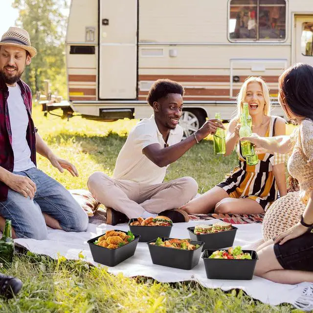 Alt view image 7 of 7 - Meal Prep Containers 50Pack - 34oz Food Storage Containers with Lids, Reusable Food Prep Containers, Disposable To Go food Containers for Takeout, BPA Free, Stackable, 1000ml, Microwave/Freezer Safe