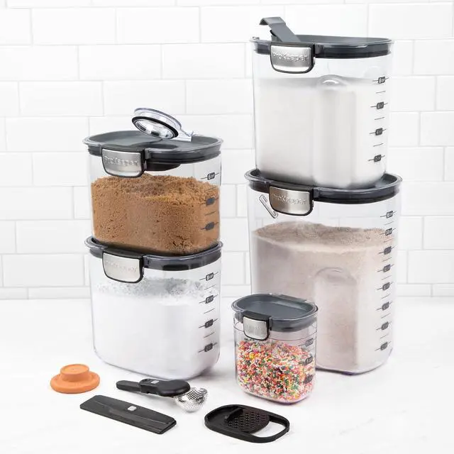 Alt view image 3 of 7 - ProKeeper+ 9-Piece Airtight Food Storage Container Set  Clear Plastic Flour and Sugar Canister Set with Magnetic Accessories for Kitchen Organization (Grey, 9-Piece)