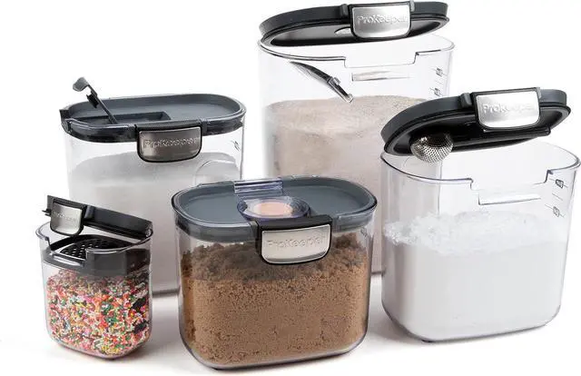 Alt view image 7 of 7 - ProKeeper+ 9-Piece Airtight Food Storage Container Set  Clear Plastic Flour and Sugar Canister Set with Magnetic Accessories for Kitchen Organization (Grey, 9-Piece)