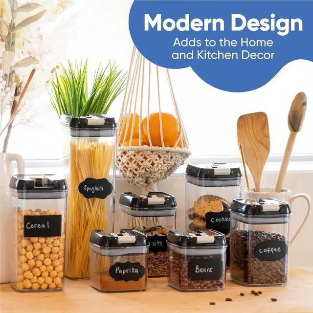 Alt view image 5 of 7 - Chef's Path - Set of 7 Airtight Food Storage Containers for Kitchen Storage - Clear Plastic - Durable Strong Lids - Labels and Chalk Marker