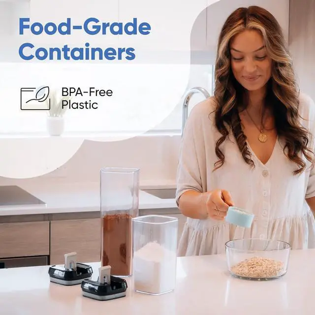Alt view image 7 of 7 - Chef's Path - Set of 7 Airtight Food Storage Containers for Kitchen Storage - Clear Plastic - Durable Strong Lids - Labels and Chalk Marker