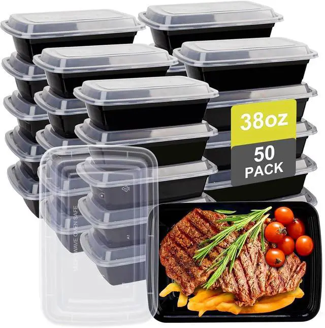 Main image of Meal Prep Containers 38oz 50 Pack Plastic To Go Food Containers, Disposable To Go Containers with Lids BPA Free, Microwave/Dishwasher/Freezer Safe