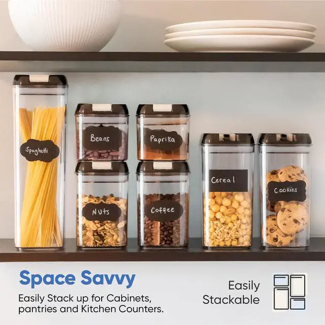 Alt view image 6 of 7 - Chef's Path - Set of 7 Airtight Food Storage Containers for Kitchen Storage - Clear Plastic - Durable Strong Lids - Labels and Chalk Marker