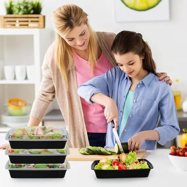 Alt view image 5 of 7 - Meal Prep Containers 38oz 50 Pack Plastic To Go Food Containers, Disposable To Go Containers with Lids BPA Free, Microwave/Dishwasher/Freezer Safe