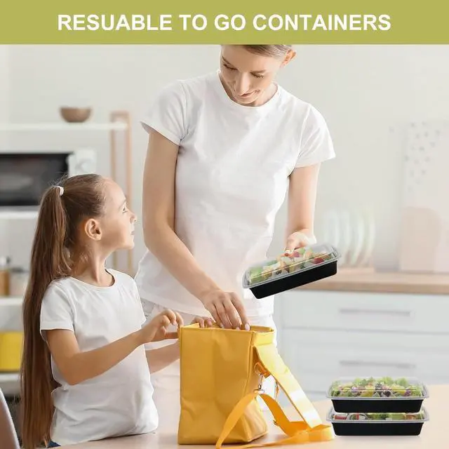 Alt view image 6 of 7 - Meal Prep Containers 38oz 50 Pack Plastic To Go Food Containers, Disposable To Go Containers with Lids BPA Free, Microwave/Dishwasher/Freezer Safe