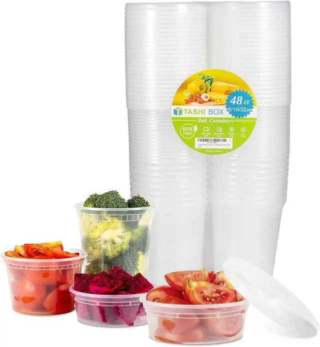 Alt view image 7 of 7 - TashiBox [8 oz,16oz,32oz,48Sets,16Sets each size Plastic food storage containers with lids airtight,BPA Free,Microwave/Dishwasher/Freezer Safe