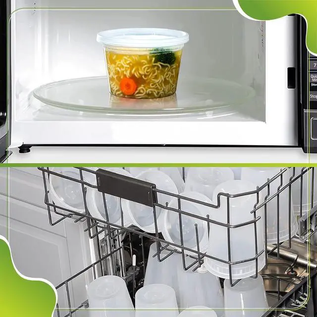 Alt view image 2 of 6 - Deli Containers with Leakproof Lids-40 Sets [12sets-8oz, 16sets-16oz, 12sets-32oz] BPA-Free Plastic Microwaveable Clear Food Storage Container Premium Heavy-Duty, Freezer & Dishwasher Safe