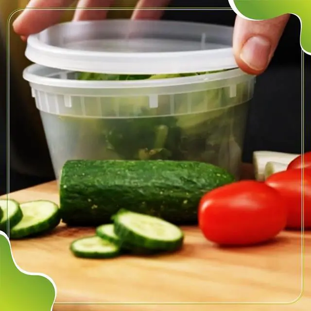 Alt view image 3 of 6 - Deli Containers with Leakproof Lids-40 Sets [12sets-8oz, 16sets-16oz, 12sets-32oz] BPA-Free Plastic Microwaveable Clear Food Storage Container Premium Heavy-Duty, Freezer & Dishwasher Safe