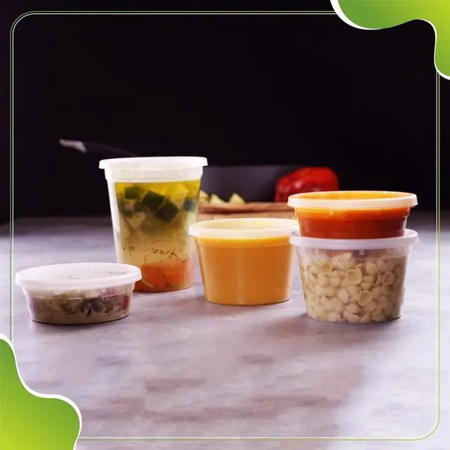 Alt view image 6 of 6 - Deli Containers with Leakproof Lids-40 Sets [12sets-8oz, 16sets-16oz, 12sets-32oz] BPA-Free Plastic Microwaveable Clear Food Storage Container Premium Heavy-Duty, Freezer & Dishwasher Safe