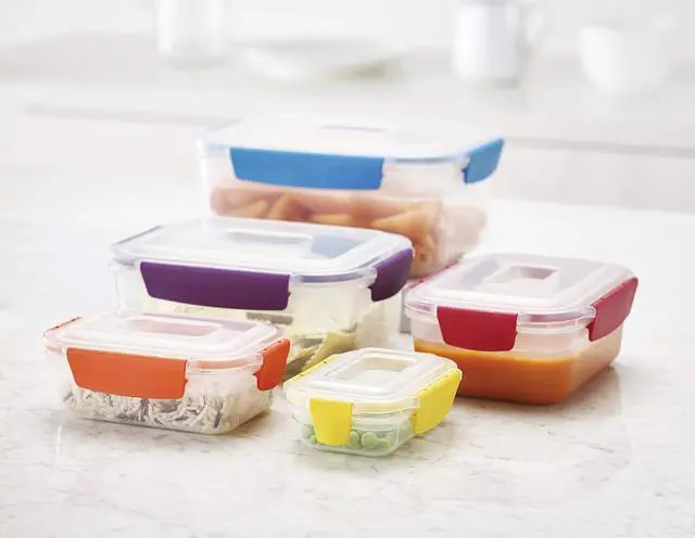 Alt view image 5 of 7 - Joseph Joseph Nest Lock Plastic BPA Free Food Storage Container Set with Lockable Airtight Leakproof Lids, 10-Piece, Multi-Color