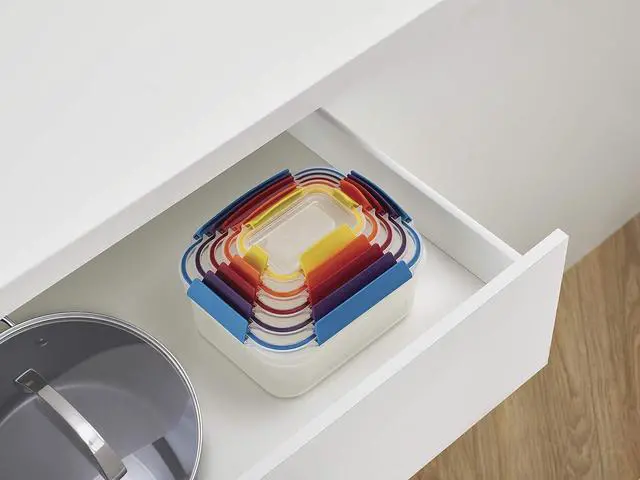 Alt view image 6 of 7 - Joseph Joseph Nest Lock Plastic BPA Free Food Storage Container Set with Lockable Airtight Leakproof Lids, 10-Piece, Multi-Color