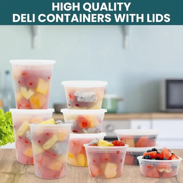 Alt view image 4 of 6 - Deli Containers With Lids 48 Sets - Disposable Soup Container 8oz, 16oz, 32oz - Plastic Food Storage, Leakproof, BPA Free, Microwave/Freezer/Dishwasher Safe