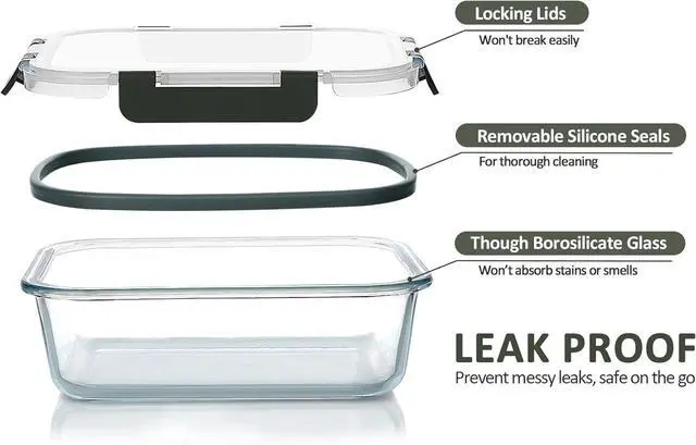 Alt view image 3 of 7 - M MCIRCO [5-Packs, 36 Oz Glass Meal Prep Containers with Snap Locking Lids Glass Food Containers,Airtight Lunch Container,Microwave, Oven, Freezer and Dishwasher (4.5 Cup)