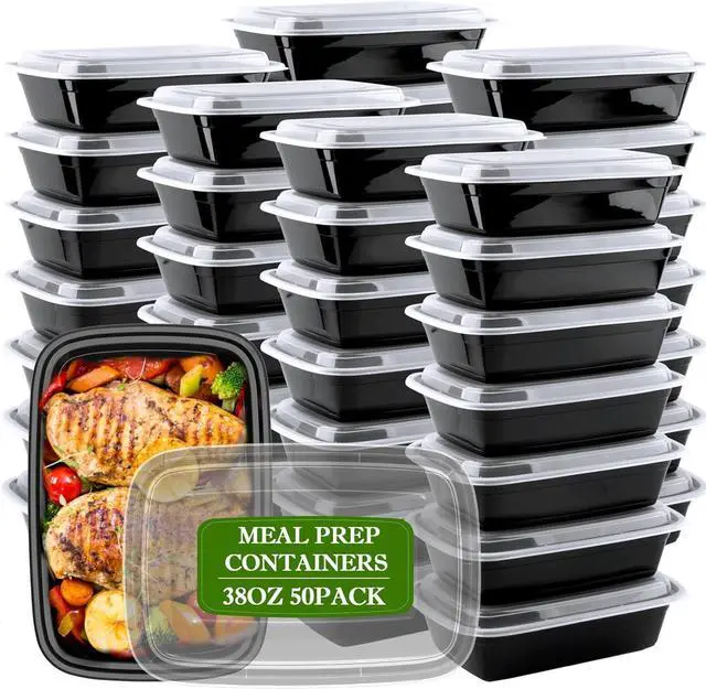Main image of Meal Prep Containers Reusable 38oz - Food Prep Containers with Lids 50 Pack, Disposable To Go Food Containers, Leakproof, Stackable, Takeout, BPA-Free, Microwave/Freezer Safe