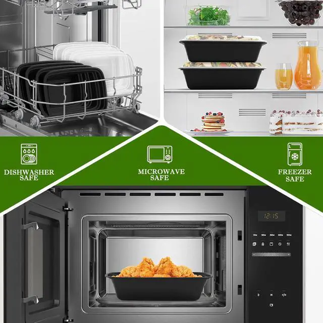 Alt view image 3 of 7 - Meal Prep Containers Reusable 38oz - Food Prep Containers with Lids 50 Pack, Disposable To Go Food Containers, Leakproof, Stackable, Takeout, BPA-Free, Microwave/Freezer Safe