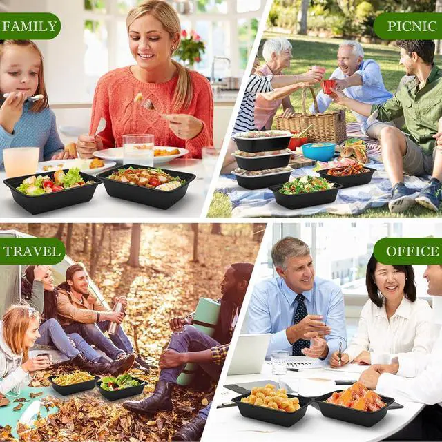 Alt view image 7 of 7 - Meal Prep Containers Reusable 38oz - Food Prep Containers with Lids 50 Pack, Disposable To Go Food Containers, Leakproof, Stackable, Takeout, BPA-Free, Microwave/Freezer Safe