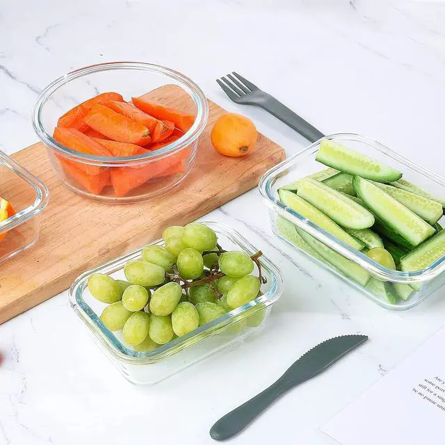 Alt view image 6 of 6 - 24 Pieces Glass Food Storage Containers Set,Glass Meal Prep Containers-Stackable Airtight Glass Storage Containers with lids,Freezer, Microwave, Oven Safe,Gray