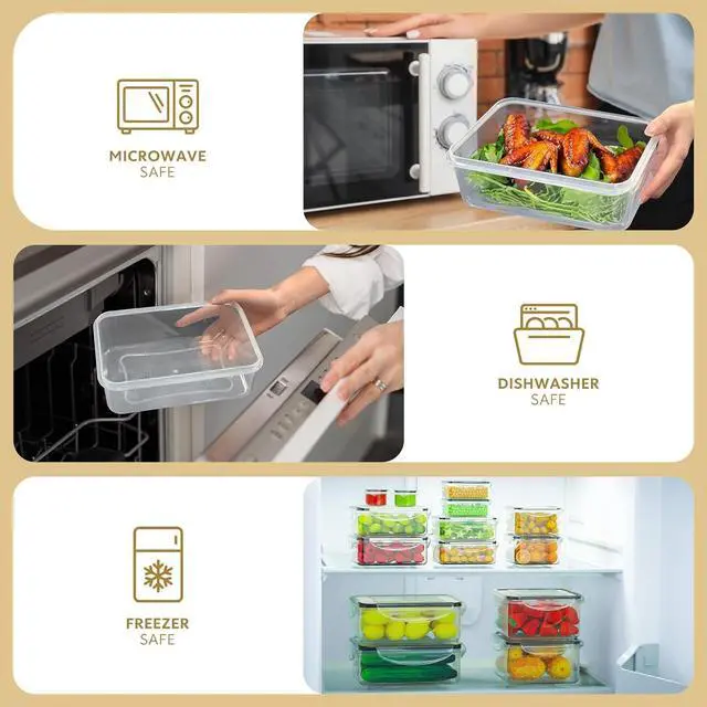 Alt view image 5 of 7 - 50-Piece Food Storage Containers with Lids (25 Containers & 25 Lids), Airtight Reusable Meal Prep Containers for Lunch, Plastic Kitchen Storage Containers with Labels & Marker Pen