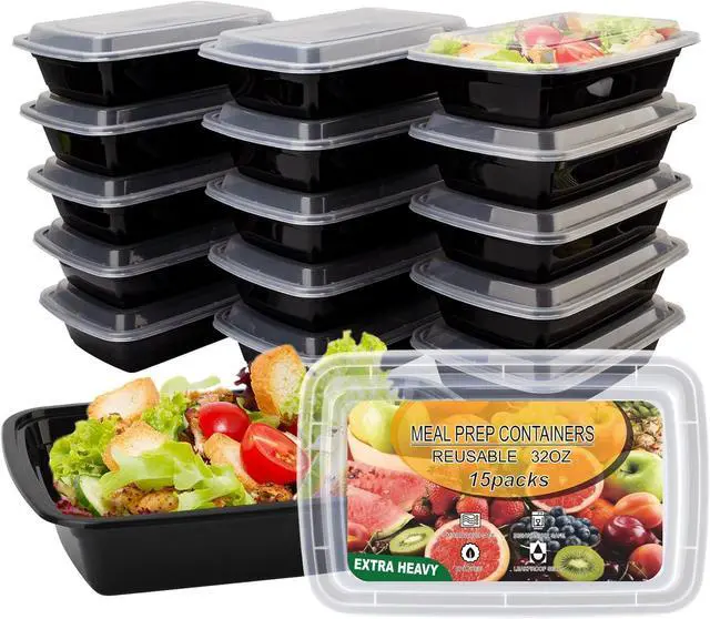 Main image of 15 Pack- Meal Prep Containers 32oz, Plastic Food Prep Containers Reusable, Leakproof To Go Food Containers with Lids, BPA-Free, Microwave/Dishwasher/Freezer Safe