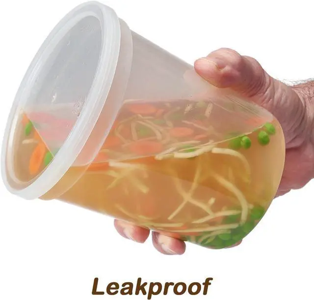Alt view image 3 of 7 - DuraHome - Deli food Storage Containers with Lids 32 oz, Quart Pack of 24 Leak-proof Freezer Safe Microwaveable Soup Storage Container - Clear Plastic Premium Quality