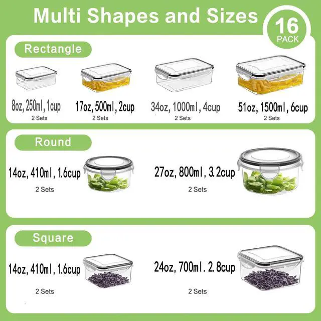 Alt view image 2 of 6 - HOMBERKING 40 Pieces Food Storage Containers Set with Snap Lids (20 Lids + 20 Containers), Plastic Containers, BPA-Free Lunch Container Bento Box for Home, Black