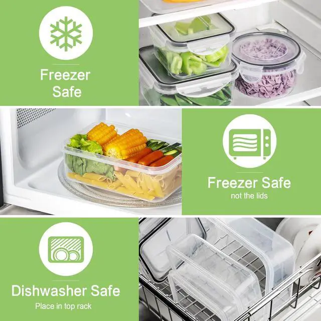 Alt view image 4 of 6 - HOMBERKING 40 Pieces Food Storage Containers Set with Snap Lids (20 Lids + 20 Containers), Plastic Containers, BPA-Free Lunch Container Bento Box for Home, Black