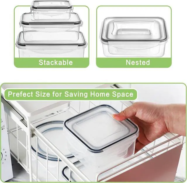 Alt view image 5 of 6 - HOMBERKING 40 Pieces Food Storage Containers Set with Snap Lids (20 Lids + 20 Containers), Plastic Containers, BPA-Free Lunch Container Bento Box for Home, Black