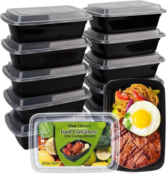 Main image of Meal Prep Containers [38OZ] Plastic Food Storage Containers With Lids,10-Pack Reusable To Go Containers, Disposable Food Prep Container, BPA-free, Stackable, Microwave/Dishwasher/Freezer Safe
