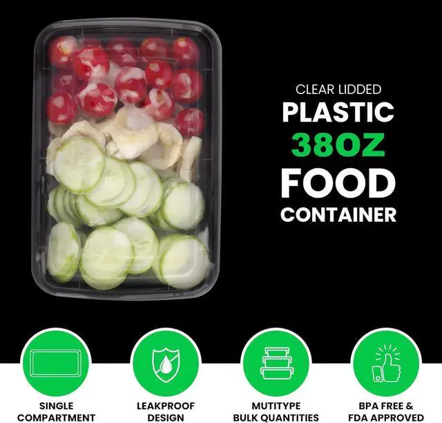 Alt view image 2 of 7 - Meal Prep Containers [38OZ] Plastic Food Storage Containers With Lids,10-Pack Reusable To Go Containers, Disposable Food Prep Container, BPA-free, Stackable, Microwave/Dishwasher/Freezer Safe
