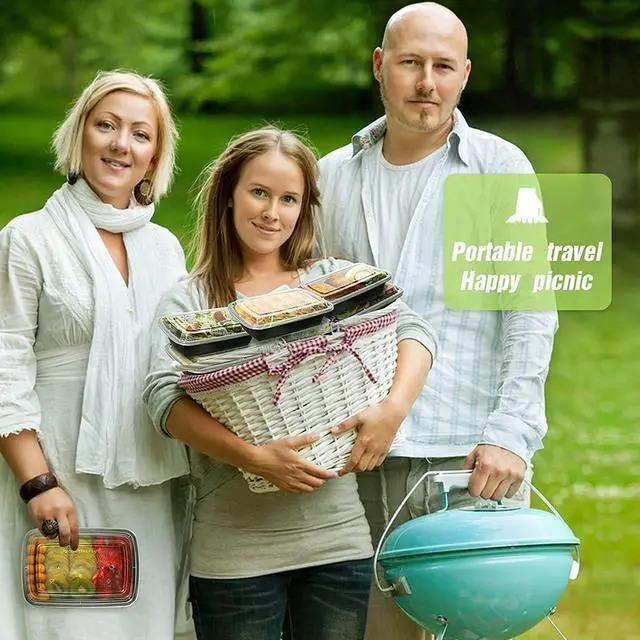 Alt view image 7 of 7 - Meal Prep Containers [38OZ] Plastic Food Storage Containers With Lids,10-Pack Reusable To Go Containers, Disposable Food Prep Container, BPA-free, Stackable, Microwave/Dishwasher/Freezer Safe