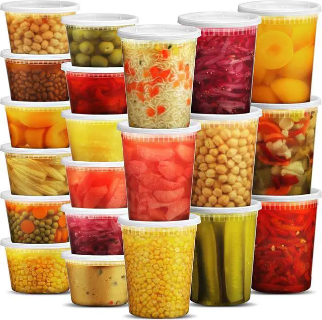 Main image of JoyServe Deli Food Storage Containers with Lids - (48 Sets) 24-32 Oz Quart Size & 24-16 Oz Pint Size Plastic Airtight Takeout Meal Prep Storage, BPA-Free, Dishwasher, Microwave Safe