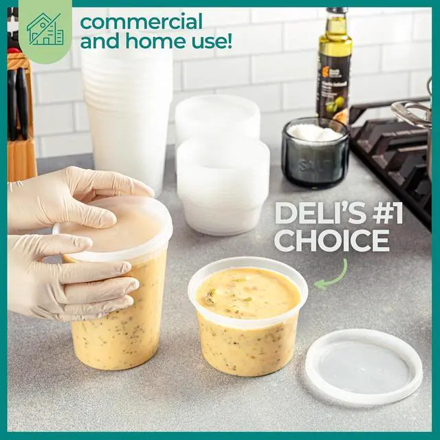 Alt view image 5 of 7 - JoyServe Deli Food Storage Containers with Lids - (48 Sets) 24-32 Oz Quart Size & 24-16 Oz Pint Size Plastic Airtight Takeout Meal Prep Storage, BPA-Free, Dishwasher, Microwave Safe