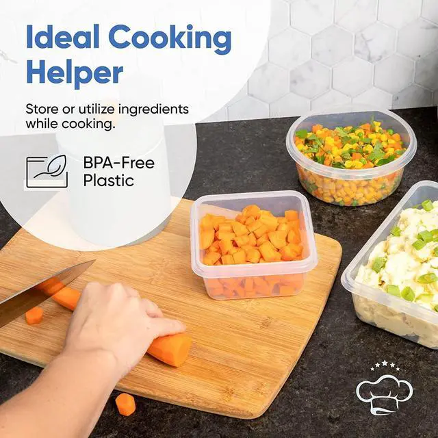 Alt view image 5 of 7 - Chef's Path 32 Piece Airtight Food Storage Containers with Royal Blue Easy Snap Lids, 16 Containers and Lids, Stackable Kitchen and Pantry Canisters for Meal Prep and Food Storage -Transparent