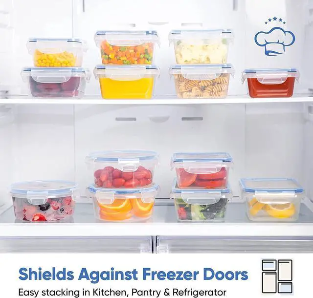 Alt view image 7 of 7 - Chef's Path 32 Piece Airtight Food Storage Containers with Royal Blue Easy Snap Lids, 16 Containers and Lids, Stackable Kitchen and Pantry Canisters for Meal Prep and Food Storage -Transparent