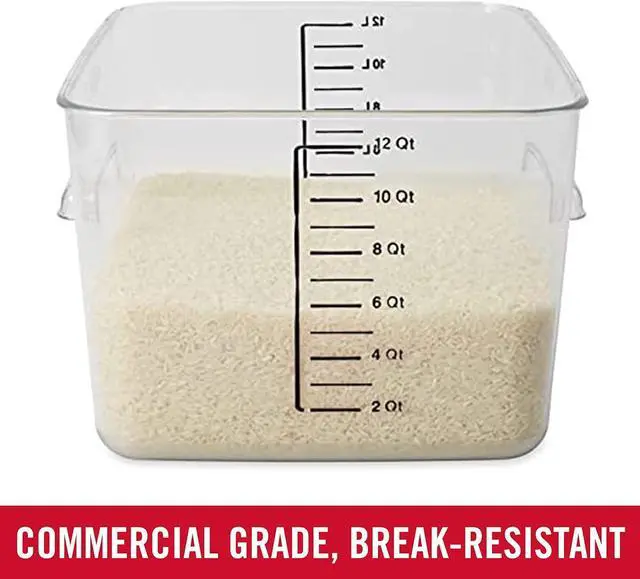 Alt view image 2 of 7 - Rubbermaid Commercial Products, Space Saving Square Food Storage Container, 12 Quart, Clear, for Kitchen/Sous Vide/Meal Prep