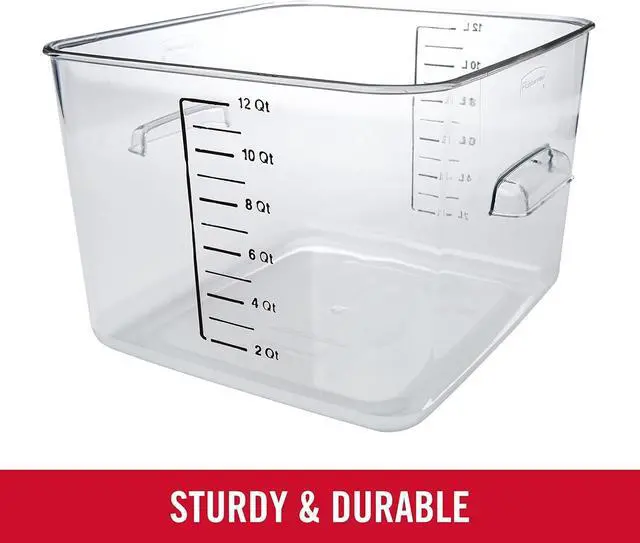 Alt view image 5 of 7 - Rubbermaid Commercial Products, Space Saving Square Food Storage Container, 12 Quart, Clear, for Kitchen/Sous Vide/Meal Prep