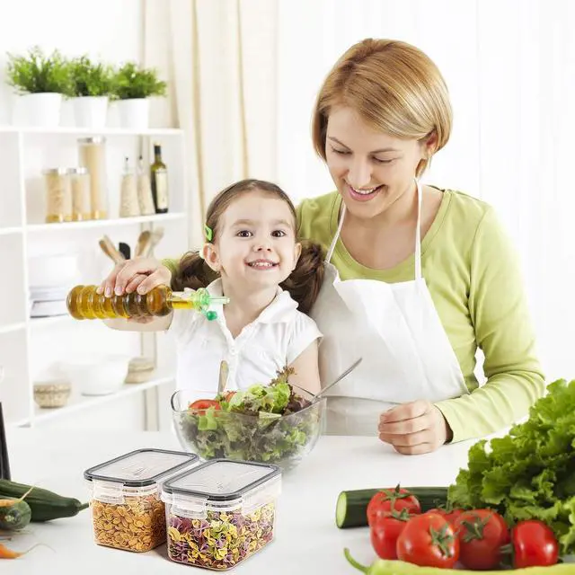 Alt view image 7 of 7 - Wildone Cereal & Dry Food Storage Container Set of 16 [0.8L /3.38 Cups] for Sugar, Flour and Baking Supplies, Airtight Leak-proof & BPA Free, with 20 Labels & 1 Marker