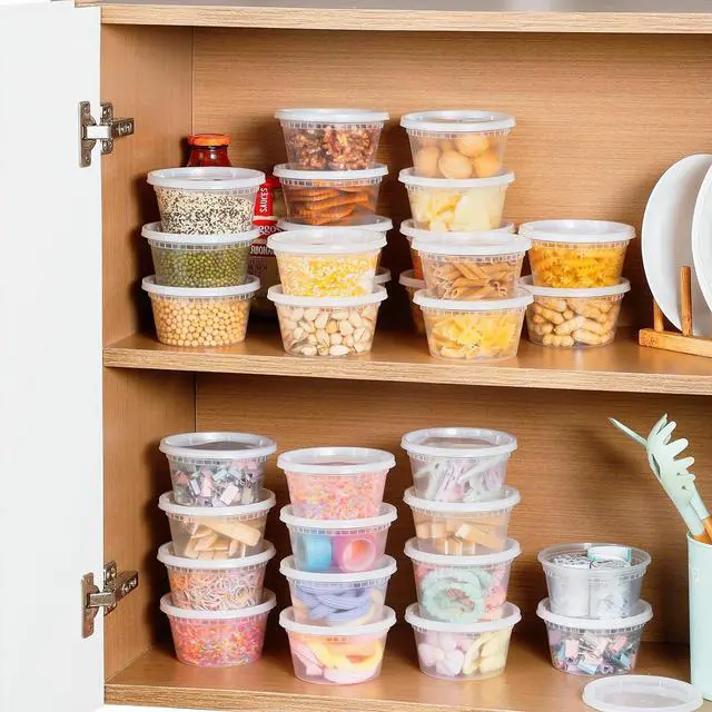 Alt view image 7 of 7 - AOZITA 32 Sets 16 oz Plastic Deli Food Containers With Lids, Airtight Food Storage Containers, Freezer/Dishwasher/Microwave Safe, Soup Containers For Takeout Meal Prep Storage