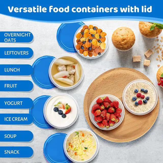 Alt view image 4 of 7 - Freezer Storage Containers, [10 Pack-16 oz] Ultra Thick Freezer Containers with Leakproof Twist Top Lids, Heavy Duty BPA Free Stackable Food Containers for Lunch/Salad/Leftover/Soup/Oats/Ice Cream