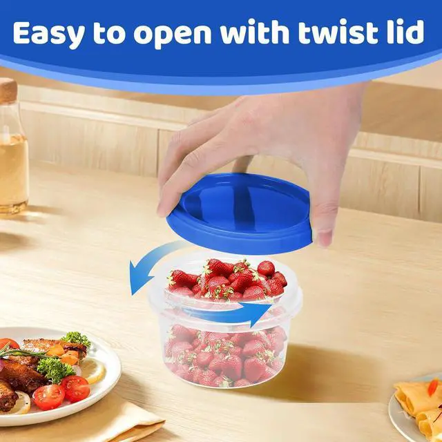 Alt view image 6 of 7 - Freezer Storage Containers, [10 Pack-16 oz] Ultra Thick Freezer Containers with Leakproof Twist Top Lids, Heavy Duty BPA Free Stackable Food Containers for Lunch/Salad/Leftover/Soup/Oats/Ice Cream