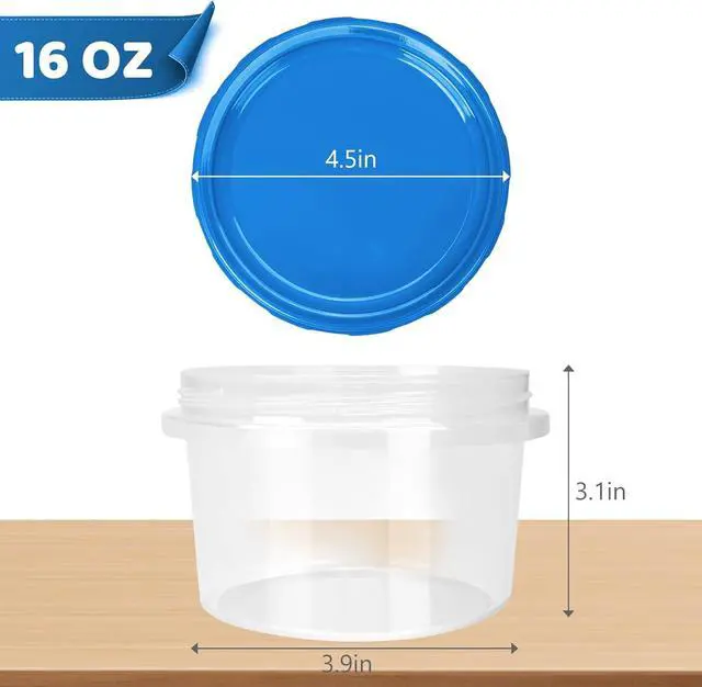 Alt view image 7 of 7 - Freezer Storage Containers, [10 Pack-16 oz] Ultra Thick Freezer Containers with Leakproof Twist Top Lids, Heavy Duty BPA Free Stackable Food Containers for Lunch/Salad/Leftover/Soup/Oats/Ice Cream
