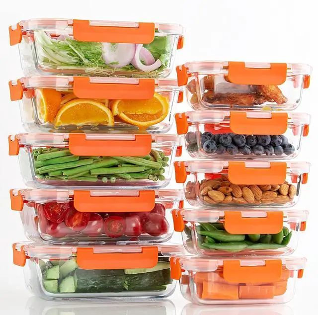 Main image of UMEIED 10 Pack Glass Food Storage Containers with Lids Leakproof, Airtight Glass Meal Prep Containers For Lunch, On The Go, Leftover, Dishwasher Safe