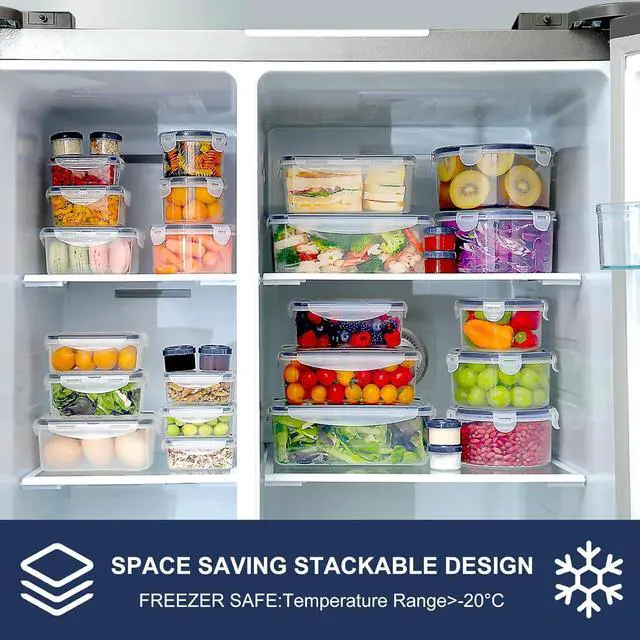 Alt view image 5 of 7 - 50 PCS Food Storage Containers Set, Plastic Food Containers for Pantry Kitchen Storage and Organization, Microwave and Dishwasher Safe, Leakproof & BPA-Free with Labels Pen(25 Containers & 25 Lids)