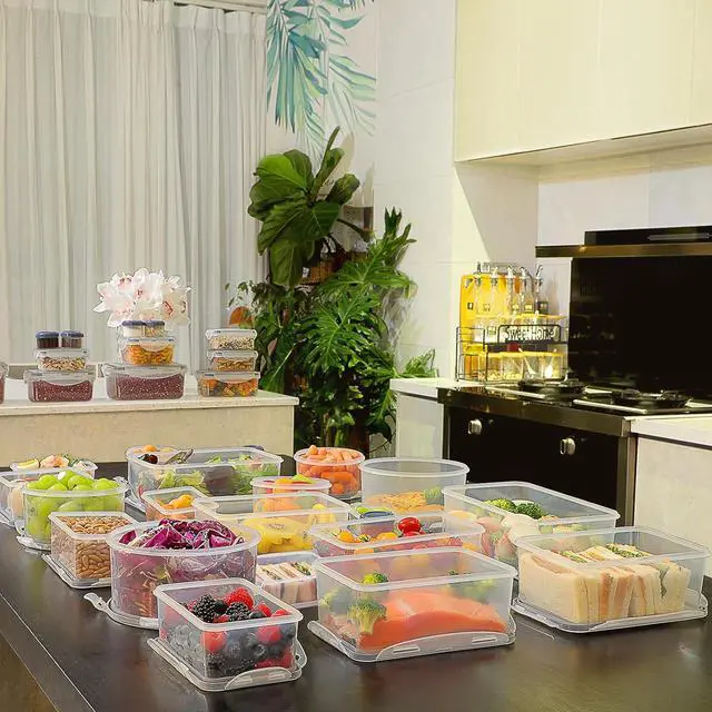 Alt view image 6 of 7 - 50 PCS Food Storage Containers Set, Plastic Food Containers for Pantry Kitchen Storage and Organization, Microwave and Dishwasher Safe, Leakproof & BPA-Free with Labels Pen(25 Containers & 25 Lids)
