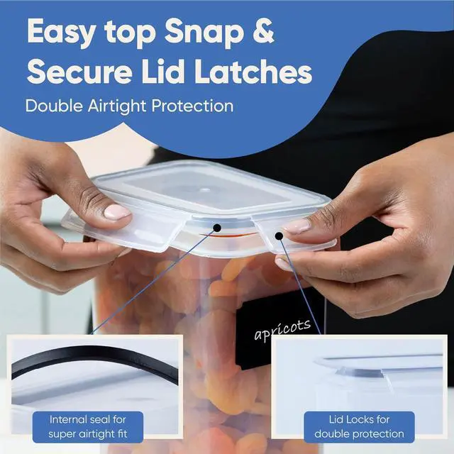 Alt view image 7 of 7 - Airtight Food Storage Container Set - 24 Piece, Kitchen & Pantry Organization, BPA-Free, Plastic Canisters with Durable Lids Ideal for Cereal, Flour & Sugar - Labels, Marker & Spoon Set