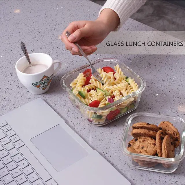 Alt view image 5 of 7 - Glass Food Storage Containers with Lids, [18 Piece] Glass Meal Prep Containers, Containers for Food Storage with Lids, BPA Free & Leak Proof (9 Lid & 9 Container)